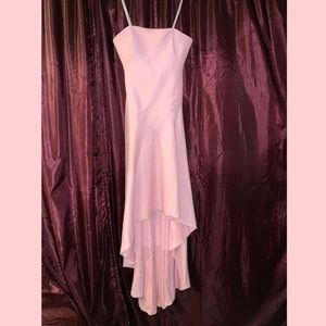 Halston Pastel Pink Hi-Low Strapless Gown